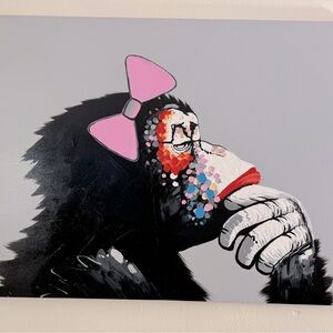 Muzagroo Art Painted by Hand Monkey Oil Paintings Music Gorilla Canvas Wall Art